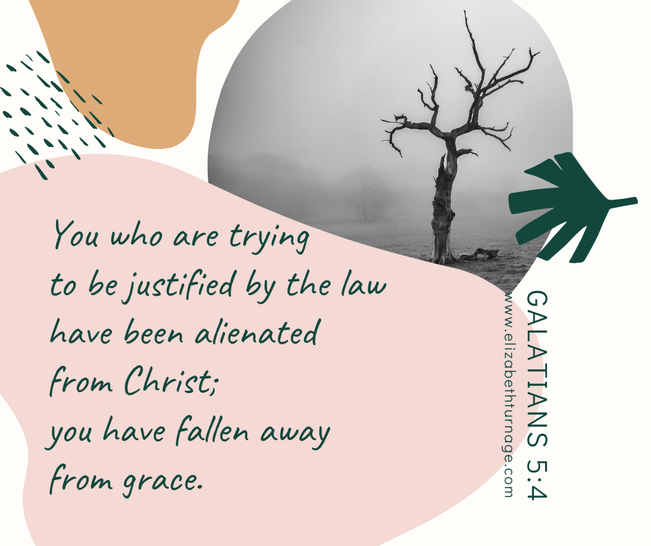 You who are trying to be justified by the law have been alienated from Christ; you have fallen away from grace. Galatians 5:4