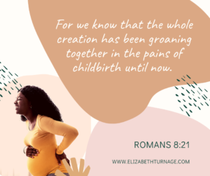 For we know that the whole creation has been groaning together in the pains of childbirth until now. Romans 8:21