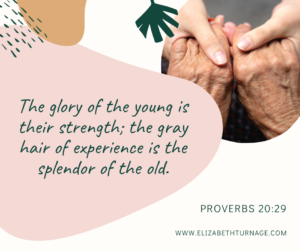 The glory of the young is their strength; the gray hair of experience is the splendor of the old. Proverbs 20:29