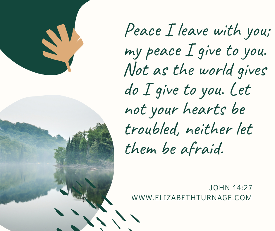 Peace I leave with you; my peace I give to you. Not as the world gives do I give to you. Let not your hearts be troubled, neither let them be afraid. John 14:27