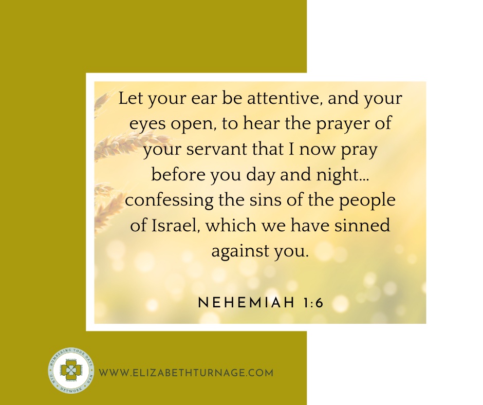 Daily Prayer Facebook Post (Landscape)) – NEH 1:6 Let your ear be attentive, and your eyes open, to hear the prayer of your servant that I now pray before you day and night…confessing the sins of the people of Israel, which we have sinned against you. Nehemiah 1:6