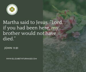 Martha said to Jesus, “Lord, if you had been here, my brother would not have died.” John 11:21