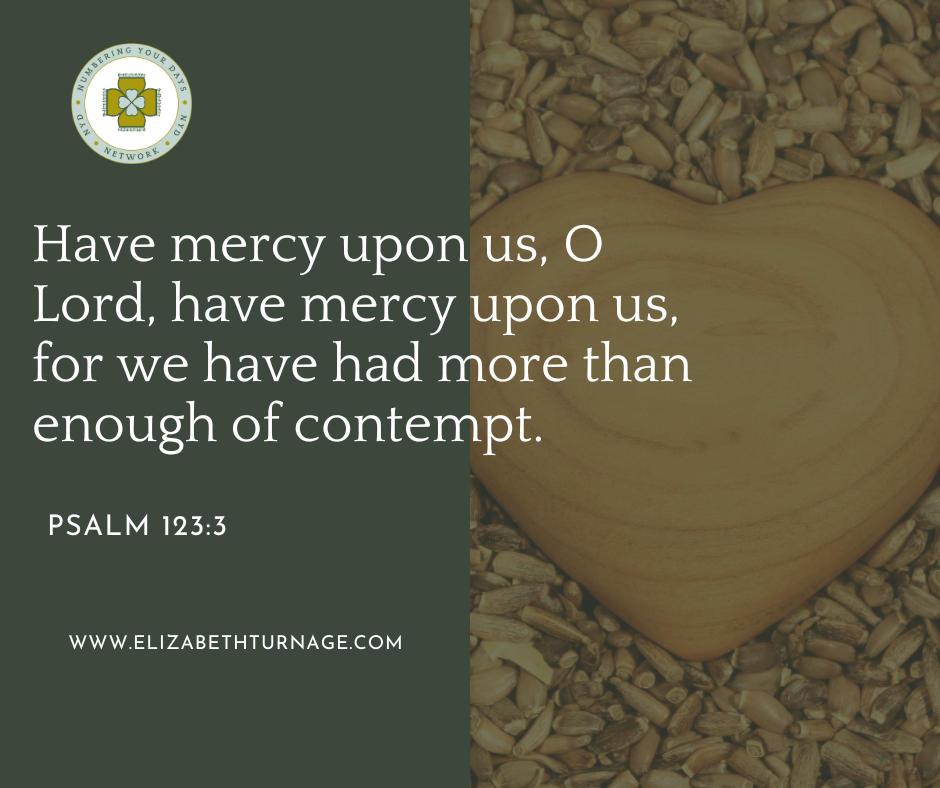 Have mercy upon us, O Lord, have mercy upon us, for we have had more than enough of contempt. Psalm 123:3