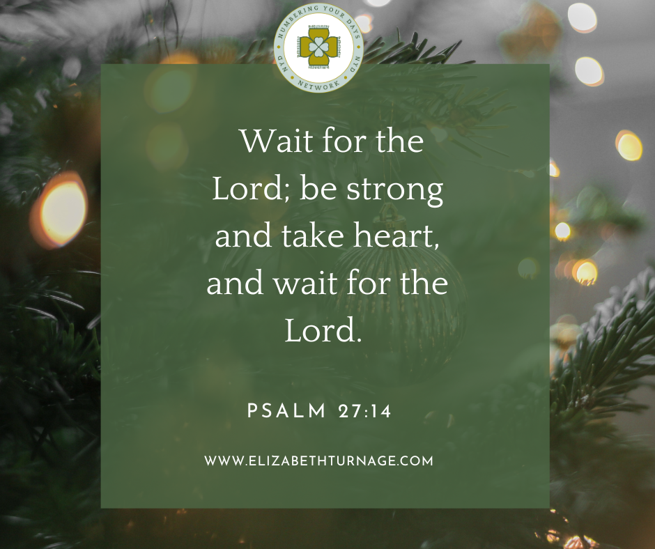 Wait for the Lord; be strong and take heart, and wait for the Lord. Psalm 27:14