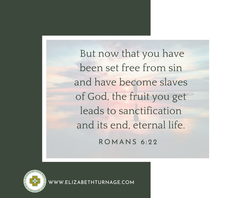 But now that you have been set free from sin and have become slaves of God, the fruit you get leads to sanctification and its end, eternal life. Romans 6:22
