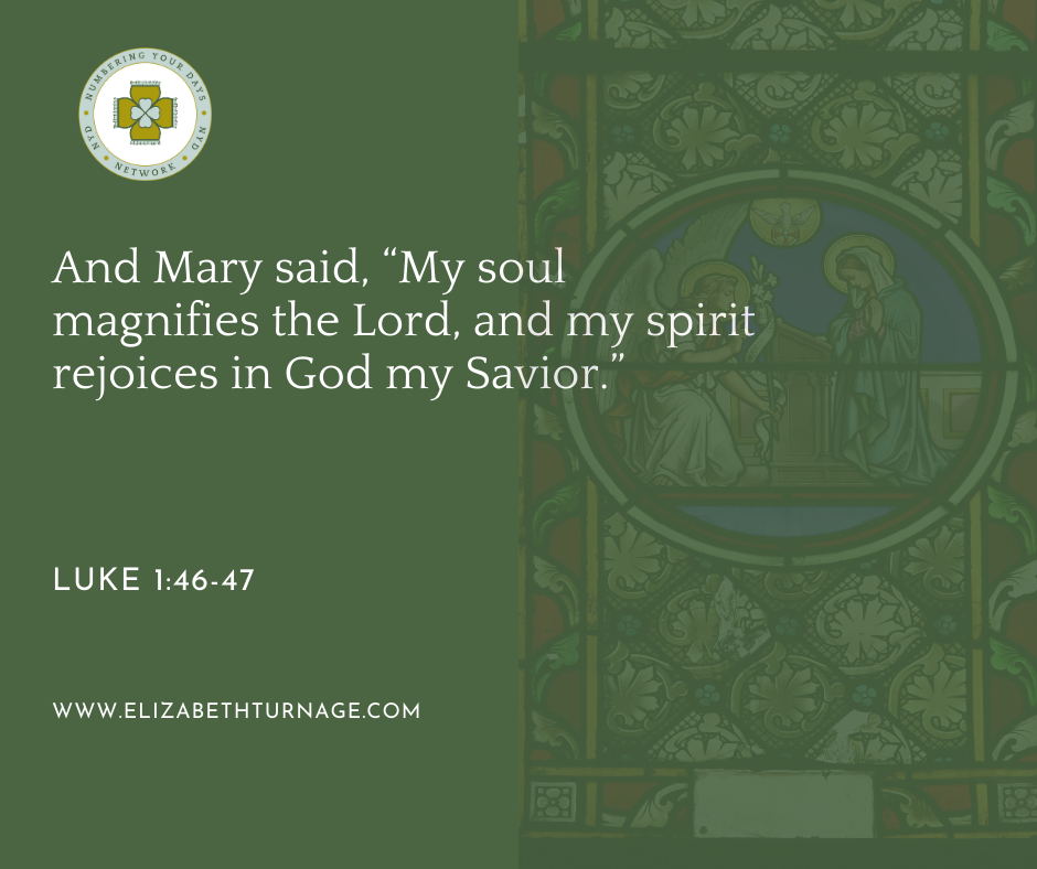 And Mary said, “My soul magnifies the Lord, and my spirit rejoices in God my Savior.” Luke 1:46-47