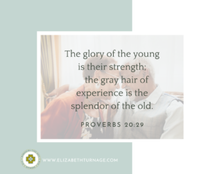 The glory of the young is their strength; the gray hair of experience is the splendor of the old. Proverbs 20:29