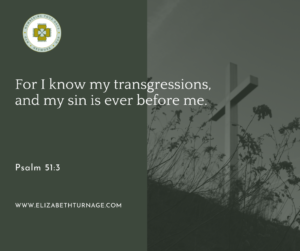 For I know my transgressions, and my sin is ever before me. Psalm 51:3