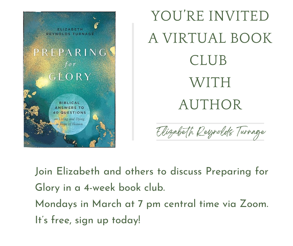 Join the virtual book club to discuss Preparing for Glory with Author Elizabeth Turnage