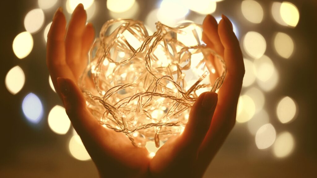 image of heart with twinkly lights