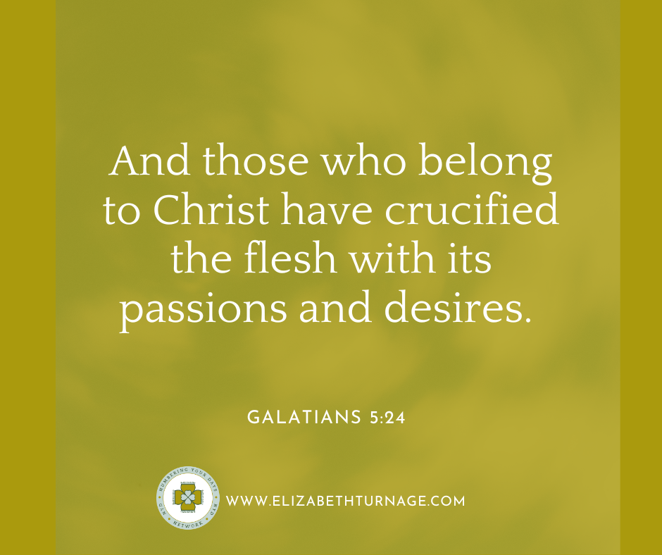 Galatians 524 And those who belong to Christ have crucified the flesh with its passions and desires. Galatians 5:24