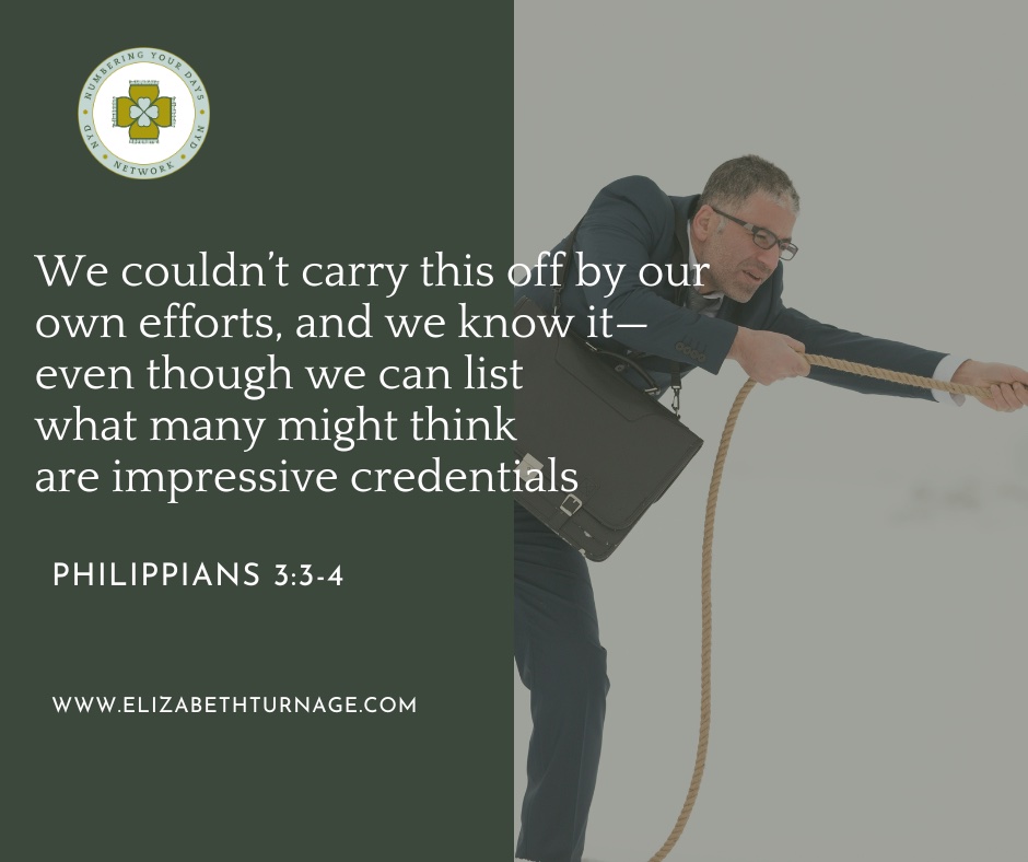 Daily Prayer Facebook Post (Landscape)) – phil 3:3-4 We couldn’t carry this off by our own efforts, and we know it—even though we can list what many might think are impressive credentials. Philippians 3:3-4