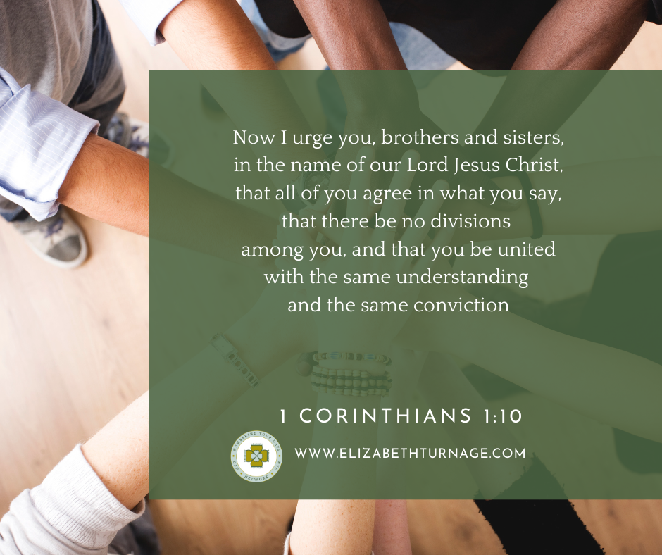 1 cor 110 Now I urge you, brothers and sisters, in the name of our Lord Jesus Christ, that all of you agree in what you say, that there be no divisions among you, and that you be united with the same understanding and the same conviction. 1 Corinthians 1:10