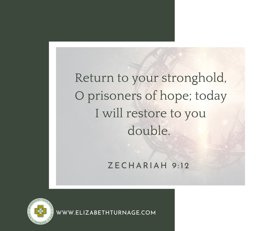 Daily Prayer Facebook Post (Landscape)) – Zechariah 9:12 Return to your stronghold, O prisoners of hope; today I will restore to you double. Zechariah 9:12