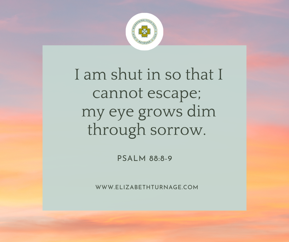 Psalm 888-9 I am shut in so that I cannot escape; my eye grows dim through sorrow.