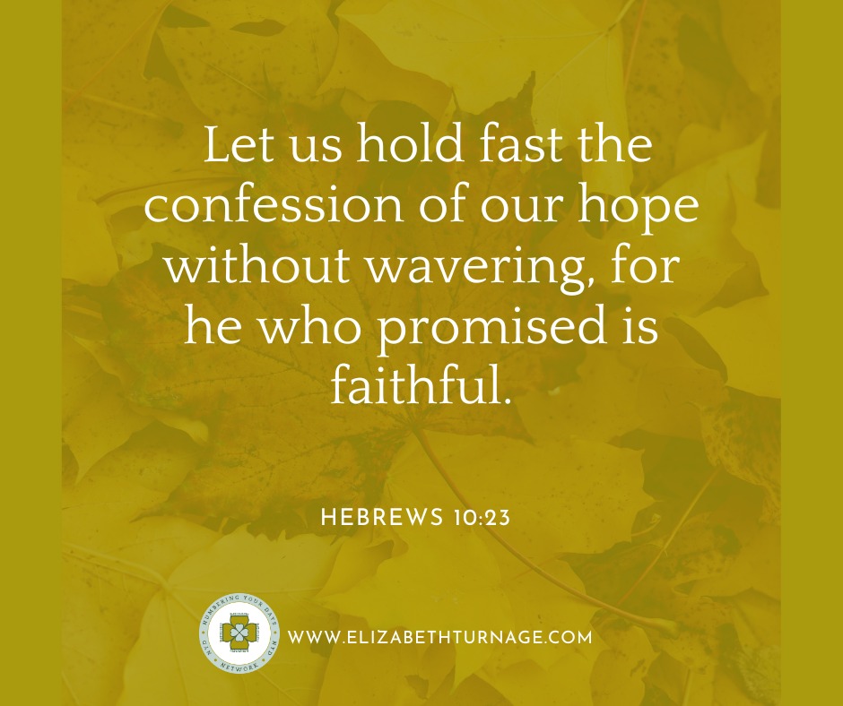 Heb10_23 Let us hold fast the confession of our hope without wavering, for he who promised is faithful.