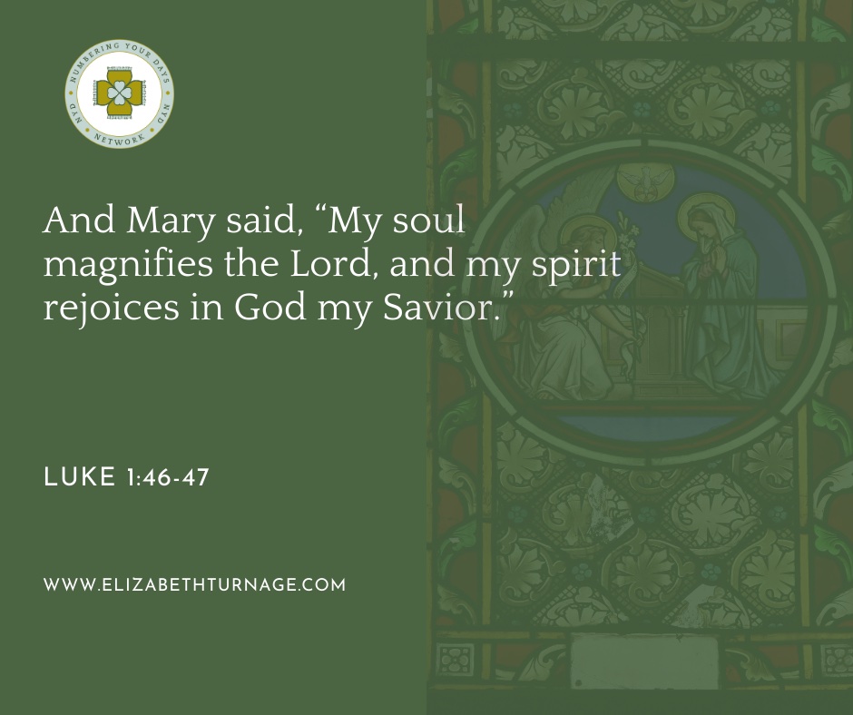 Luke1_46-47 And Mary said, ‘My soul magnifies the Lord, and my spirit rejoices in God my Savior.’