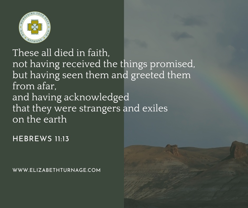 These all died in faith, not having received the things promised, but having seen them and greeted them from afar, and having acknowledged that they were strangers and exiles on the earth.