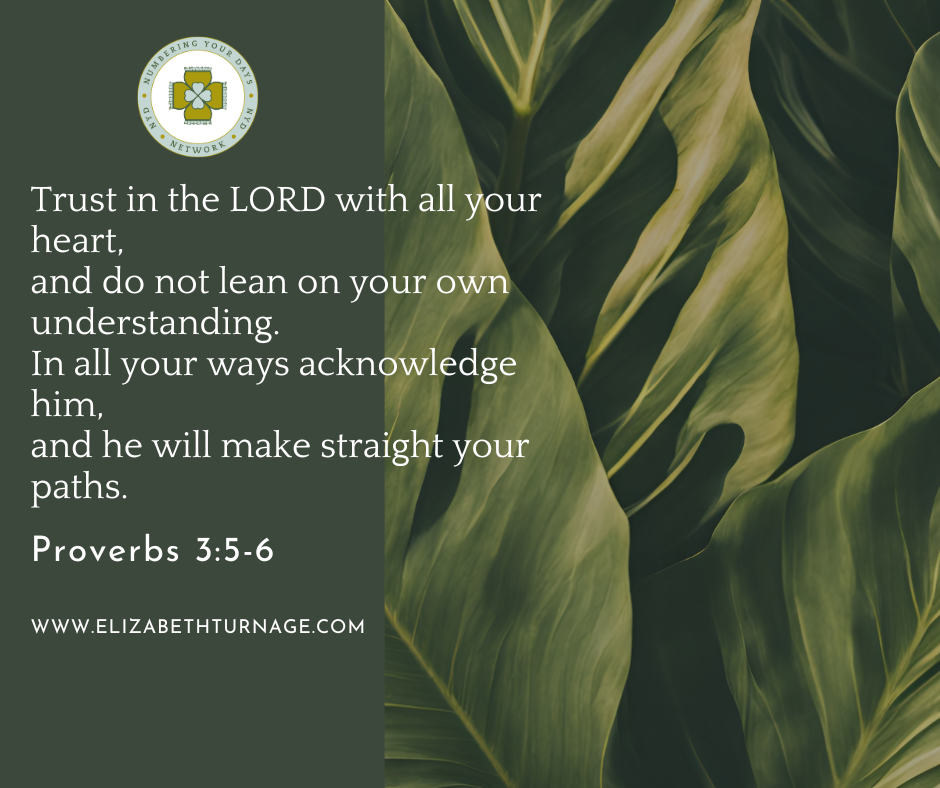 Proverbs 3_5-6 Trust in the LORD with all your heart, and do not lean on your own understanding. In all your ways acknowledge him, and he will make straight your paths