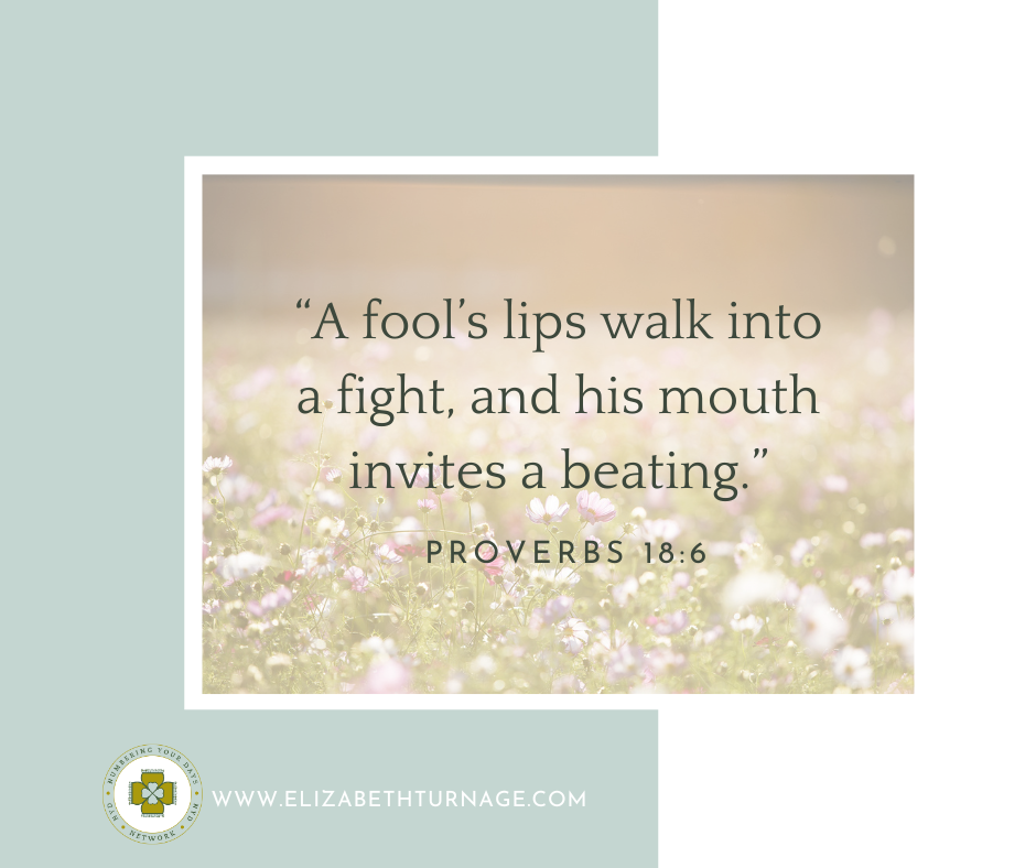 a fools lips walk into a fight, and his mouth invites a beating