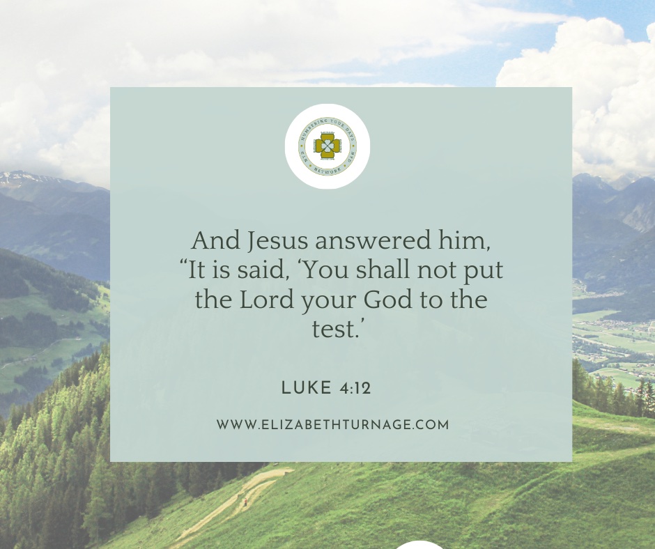 And Jesus answered him, “It is said, ‘You shall not put the Lord your God to the test.’”